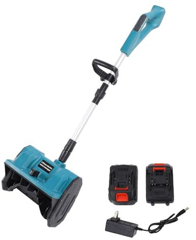 Kabelloser Elektrischer Schneeschieber für die Terrasse, Robustes Schneidgerät, Leistungsstarker Motor, 31,8 cm Breite, 7,6 M Wurfweite, 2 Akkus, Ladegerät (EU-Stecker)