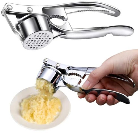 Knoblauchpresse Edelstahl, Garlic Press, Ergonomischer Knoblauchzerkleinerer und Ingwer Mühle, Effizientes Werkzeug Zur Knoblauchpaste-Gewinnung