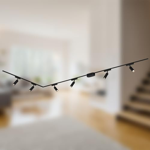 BRILONER - Schienensystem Luxtrail Komplettset, 6x LED Spots, L-Form, Lampen, Schwenkbar, Lichtschienensystem Decke, Strahler Schiene, Deckenlampe, Deckenleuchte, Spotlight, 3m, Schwarz