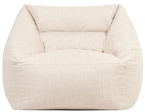Icon Natalia Fauteuil Pouf, Gros Pouf avec Remplissage, Chaise Confortable, Fauteuil Salon Confortable, Chaise de Jardin, Salon de Jardin Exterieur, Exterieur, Beige