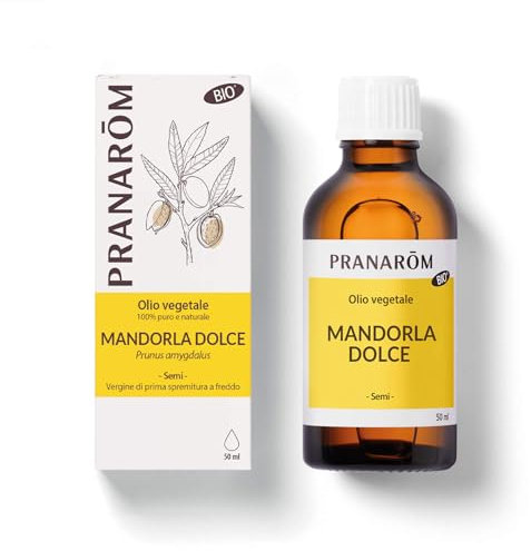 Pranarôm - Olio Vegetale di Mandorla Dolce - Bio - 100% Puro e Naturale - Nutriente e Addolcente - Perfetto per Massaggi, Pelle Secca e Sensibile - Uso per Adulti e Neonati - 50 ml