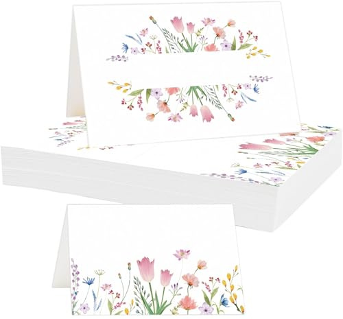 60 Tischkarten Hochzeit Geburtstag, Platzkarten Sitzplatzkarten 85x55mm Tischdekoration Namenskarten zum selbst Beschriften Tischkärtchen für Konfirmation Kommunion Taufe