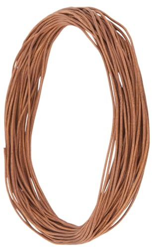 CALFOVERA 10m 1.5MM Rindsleder Lederschnur Echtleder Lederrieme Schnur Lederband Meterware für Ketten Rund Hellbrown Dünn Lederband zum Basteln Für Das Herstellen von Halsketten Armbänder Wickel