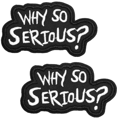 VOSSOT 2PCS Patches Klett Why So Serious Patch 2er Set Lustiger Aufnäher mit Klett Taktischer Moral Patchs Joker Style für Rucksack, Jacke, Weste, Filmzitat Hook and Loop Patch Schwarz