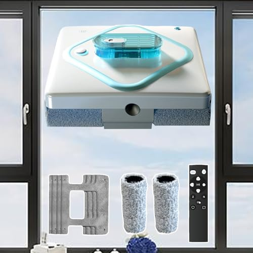 Robot lavavetri con controllo APP, doppio serbatoio d'acqua da 30 ml, spray d'acqua a 3 vie e spazzola a doppio rullo, include 4 panni per la pulizia