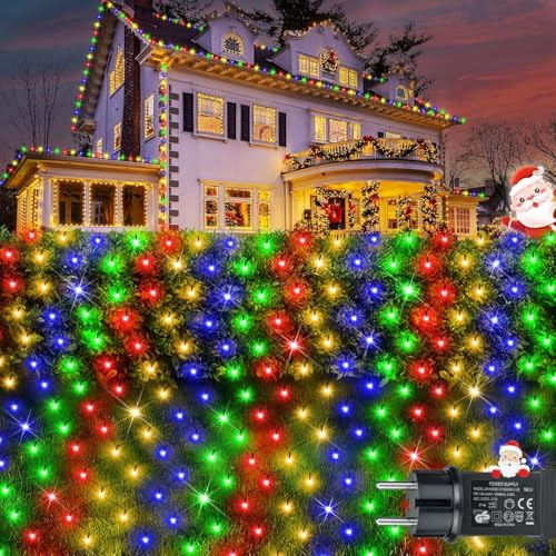LED Lichterkette Außen, Lichternetz Weihnachten Außen 3x2m, 192 LED Bunt mit 8 Modi & Timer, IP44 Wasserdicht Lichtervorhang für Büsche Garten Zimmer Balkon Decke Terrasse Fenster Weihnachten Deko