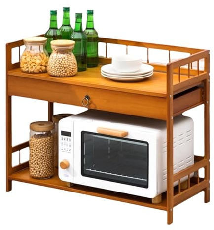 Wooden Kitchen Storage Rack, Large Etagere with Rounded Edges, Stylish Corner Shelf for Home Decor and Efficient Space Saving, 52x30x88cm