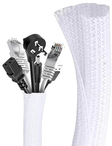 JOOTUEPO 3m Manchon de Cache Câble, 13-25mm Réglable Gaine Câble Tressée, Extensible Gaine Range Cable Informatique, Protection du Cache Câbles pour Ordinateur Automobile TV Ordinateur PC USB Audio