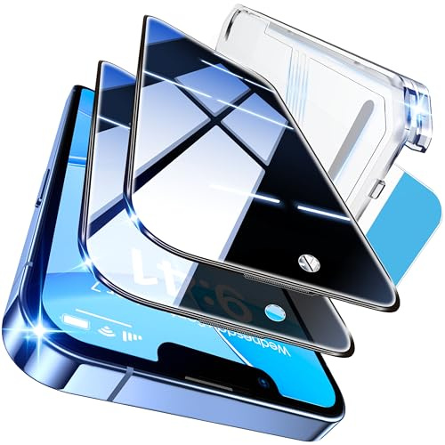 Tentoki for iPhone 13/13 Pro/14/16e/17e Screen Protector Privacy | 25° anti-spy protective film, supports face ID, auto dust elimination with ultra fit tray, easy installation, 6.1 inches