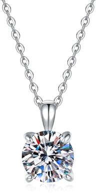 HinDaLi Diamant Solitär-halsband silver 925 sterling silver halsband för kvinnor män flickor rund patiens hänge halsband kedja kvinnor halsband kubisk zirkonia glittrande kristaller kragsmycken