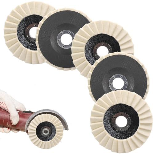 5 Pezzi 115 * 22mm Mola Lucidante, Dischi per Lucidare, Spazzole Lucidatrice, per Marmo, Metalli, per Smerigliatrice Angolare, Rotary Tool(A)