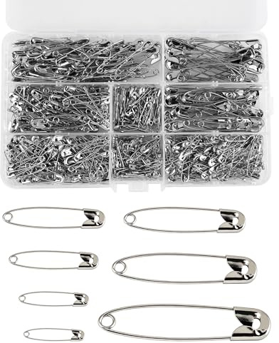 490 pezzi di spille da balia grandi e piccole – Set pratico con 7 misure assortite, incluse spille da balia grandi, ideale per cucito, bricolage, abbigliamento, lavori manuali e uso bebè, antiruggine.