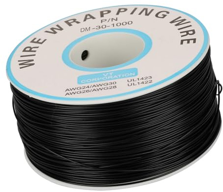 Badafaci 30AWG Tinned Copper Wire, Flexible Silicone Insulation Wrap for Electronics, 0.25mm 200m Breadboard Jumper Wire with Spool, High Heat 176℉ for Laptop Motherboard PCB Soldering (Black)