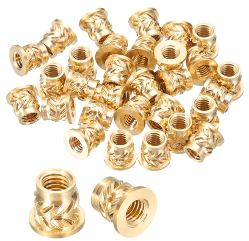 QUARKZMAN 30 Inserti Filettati Con Flangia, M3 x 5mm H x 4.4mm OD Ottone Metrico Zigrinato Dadi A T Con Filettatura Femmina Inserti Termoinstallanti Per Componenti In Plastica E Stampa 3D