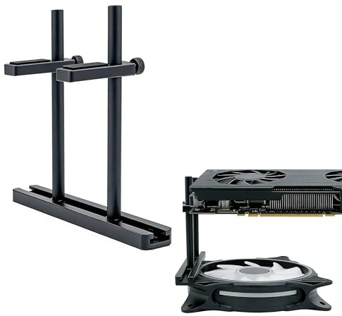 Soporte para tarjetas gráficas de 128 mm, riel deslizante, barra doble | Soporte de aluminio para tarjeta de vídeo con altura ajustable, para componentes de ordenador