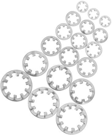 SHINEOFI Kit Assortiment 300 Rondelles Frein Dentées Internes en Acier Inoxydable M3 M4 M5 M6 M8 M10, Rondelles de Blocage pour Machines, Équipements Industriels et Automobiles, Fixation