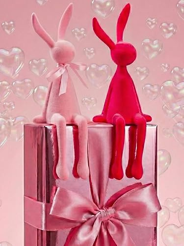 Pommerntraum ® | 2-er Set Dekorationsfiguren Wohndekoration Osterdekoration Sammlerfiguren Kantenhocker Kantensitzer Osterhasen Hasen Hasendekoration Crazy Sisters Coco + LOLA