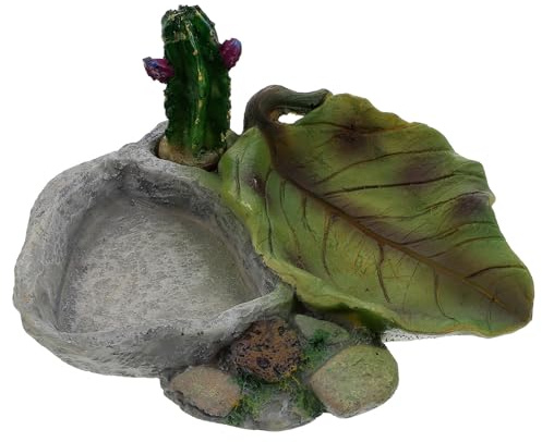 KHBUAB Comedero para Reptiles de Resina, Resistente, para Lagartos y Geckos | Uso Diario, Sirve para Agua y Alimento, Formato Pequeño, Diseño Redondo, para Terrario