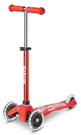 Micro Kickboard | Mini LED Kids Scooter for Ages 2-5 | Children up to 110 lbs | 3 Wheel Lean-to-Steer Design | Adjustable T Bar | Smooth Ride, Motion Activated PU LED Wheels | Swiss Design