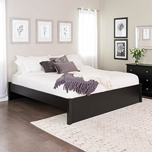 Prepac Select King 4-Post Raised Platform Bed with Under Bed Storage Space, Modern King Storage Bed 83 D x 79 W x 16 H, Black, BBSK-1302-2K