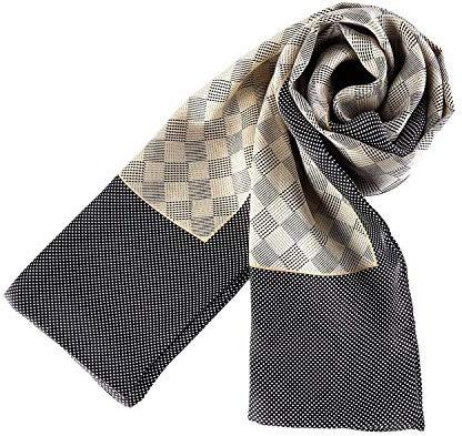 UK_Stone Halstuch Herren 100% Seide Schal Vintage Pattern Seidenschal Herrenschal, Beige Rhombisch