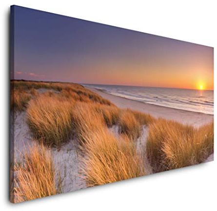 Dünen am Strand auf einer Insel 120x 60cm Panorama Leinwand Bild XXL Format Wandbilder Wohnzimmer Wohnung Deko Kunstdrucke