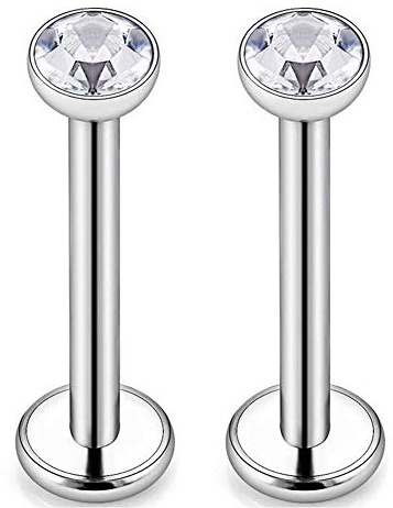 CIZME Titanstäbe für Lippenstecker, 1,2 mm, G23, mit Kristallknorpel-Piercing, Helix, Tragus Monroe, 6/8/10 mm, Titan, Kristall, Stahl
