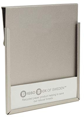 Bigso Box of Sweden lot de 4 porte-étiquette (grand) – cadre étiquette pour étiquetage de boites et de classeurs – support étiquette facile à fixer sur les cahiers et les couvercles – argenté mat