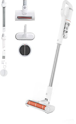 ROIDMI S2 Akkustaubsauger, 425 Watt Staubsauger, bis zu 60 Minuten Akkulaufzeit, automatische LED Sensor Beleuchtung in der Bürstenrolle, magnetisches, kabelloses Laden, Weiss, 72 Dezibel