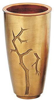 REAL VOTIVA FONDERIE D'ARTE Portafiori in Bronzo - Linea Pisside Rami (cm 12,5, a Terreno, Interno plastica) [T.03.1354/12.5/PL]