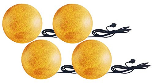 Trango 4er Set 200SB IP65 Gartenkugel in Sandstein-Optik, Kugelleuchte *SANDSTONE* 20cm Durchmesser inkl. je 1x 5 Watt E27 LED Leuchtmittel & je ca. 5 Meter IP44 Kabel Kugellampe Gartenleuchte