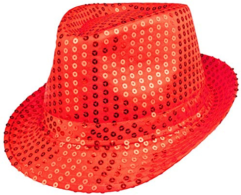 Glitzer Pailletten-Hut für Karneval, Party, Kostüm (Rot)