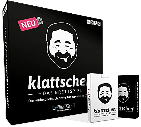 DENKRIESEN klattschen MEGA Pack | Brettspiel, Original & White Edition | Drei Varianten als Brettspiel, Kartenspiel und Trinkspiel für abwechslungsreiche Partys und Feiern.