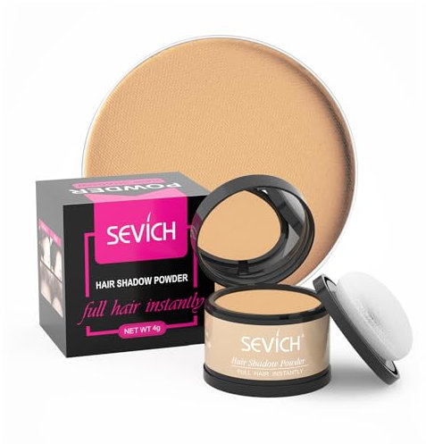 Sevich Ansatzpuder - Haarpuder Männer und für Frauen wasserfesten Haar Concealer zur Haarverdichtung Wurzeln für dünner werdendes Haar -4g Mittelblond