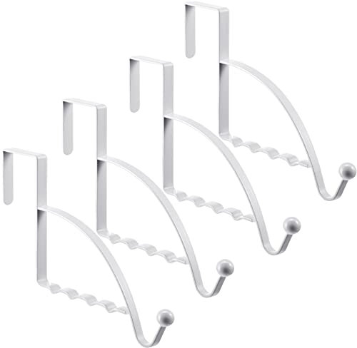 Hotop 4 Pieces Over The Door Hooks Hanger Multi Hanging Storage Organizers Valet Hooks for Coats Clothes Hoodies Hats Scarves Purses Keys Bath Towels Robes and More(White)