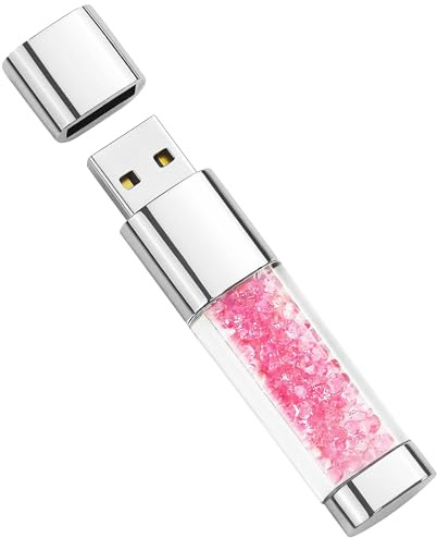 Memoria USB 32GB Cristal Rosa Lindo Unidad Flash USB 2.0 Flash Drive para Almacenamiento de Datos Externos