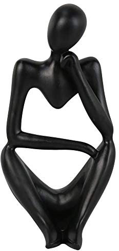 Abstrakte Skulptur, Denker-Stil, aus Kunstharz, Sammlerfiguren, für Zuhause, Büro, Bücherregal, Schreibtisch-Dekoration (schwarz, rechts, groß)