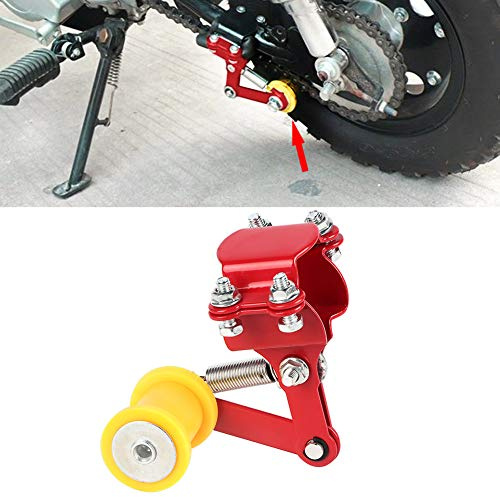 Ajustador de cadena de motocicleta, tensor de cadena, perno en rodillo, accesorios modificados para motocicleta, herramienta Universal(Regulador de cadena / rojo)