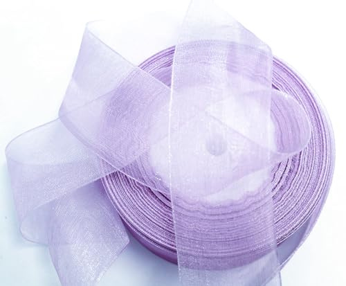 CaPiSo 45m Organza 40mm Breite 4cm Organzaband Schleifenband Geschenkband Organza Hochzeit Weihnachten (Flieder)