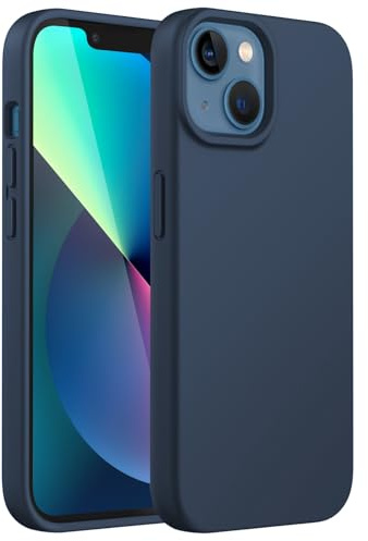 JETech Silikon Hülle für iPhone 13, Navy | Seidig Weiches Gefühl, Stoßschutz, Kratzfest, Mikrofaser-Innenfutter