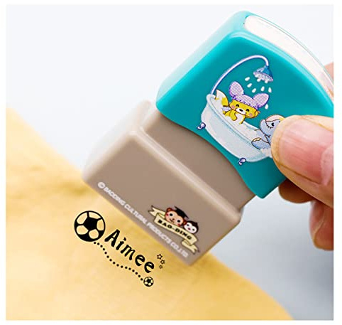 Kids NamenStempel,Textilstempel Set, zum einfachen Beschriften und Kennzeichnen von Kleidung und anderen Textilien,Cartoon Stempel wasserfest (A)