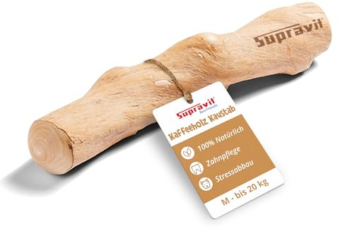 SUPRAVIT Osso Naturale da Masticare in Legno di Caffè per Cani M - Giocattolo Emozionante e Duraturo, Più di un Bastoncino
