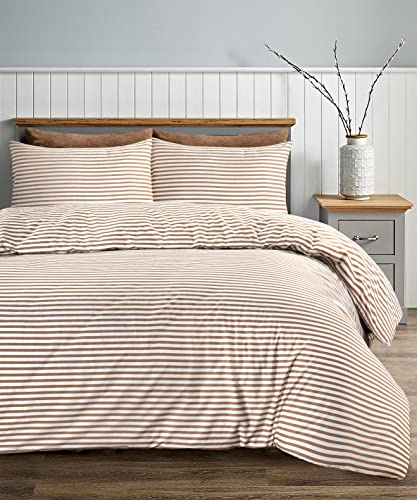 Adam Home Double Duvet Set - 3 PCS Soft Microfiber Double Duvet Cover with Pillowcases (Beige,Double)
