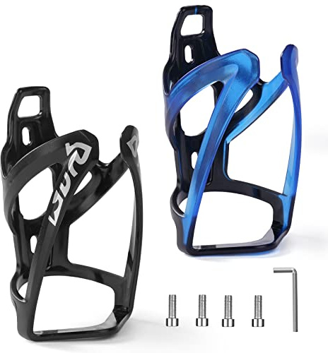 Ainiv Bike Bottle Holder, 2 PCS Plastic PC Bike Water Bottle Holder | Bicycle Cup Holders, Cycling Kettle Holders for Road Bikes and Mountain Bikes, Black + Black Blue