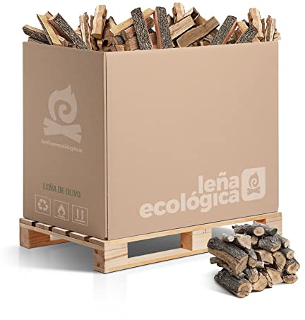 LEÑA ECOLÓGICA Leña de Olivo para Chimeneas, Estufas, Barbacoas y Hornos de Asar. 0,6m3 de leña de Olivo Troncos de leña Medianos 30-40CM Alta Durabilidad Gran Poder calorífico