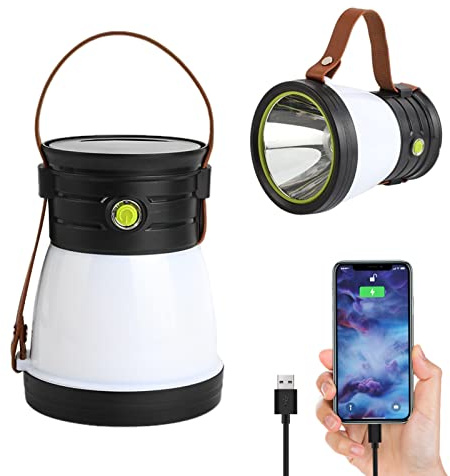 LED Campinglampe Solar,Camping Lampen USB Aufladbar 1200mAh Akku,5 LED Leuchtmodi Camping Laterne mit Taschenlampe Funktion und Powerbank,Wasserdicht IP65 Camping Laterne für Outdoor Wandern Notfall