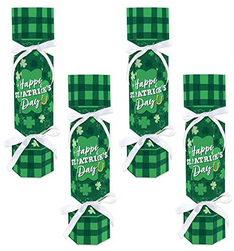 Big Dot of Happiness Shamrock St. Patrick's Day - No Snap Saint Paddy's Day Party Table Favors - DIY Cracker Boxes - Set of 12