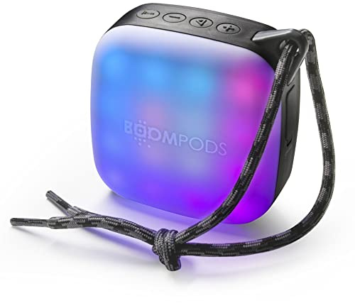 Boompods Rhythm Party Mini Lautsprecher - Tragbarer Outdoor Lautsprecher mit LED-Beleuchtung, IPX7 Wasserschutz & Selfie-Funktion, 5 Std. Spielzeit, Mini Musikbox für Outdoor, für Apple-Geräte