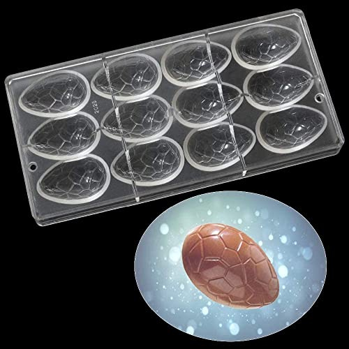 12 Hohlräume Ostereier geformte Polycarbonat-Schokoladenform, transparente Schokoladenform, PC klares Schokoladen-Backblech, handgefertigte Süßwarenhersteller, DIY Süßigkeiten Schokolade Gelee