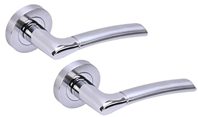 Hunta HANDLEZONE® Columba Premium Lever On Round Rose Door Handles, Internal Passage Latch Handles, 1 Set - Dual Finish Polished/Satin Chrome